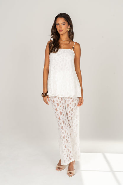 Seren White Lace Cami Top & Pants Set