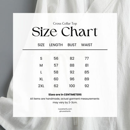 Xiang Shan 香山 Fragrant Hills Unisex Pure Cotton Cross Collar Top