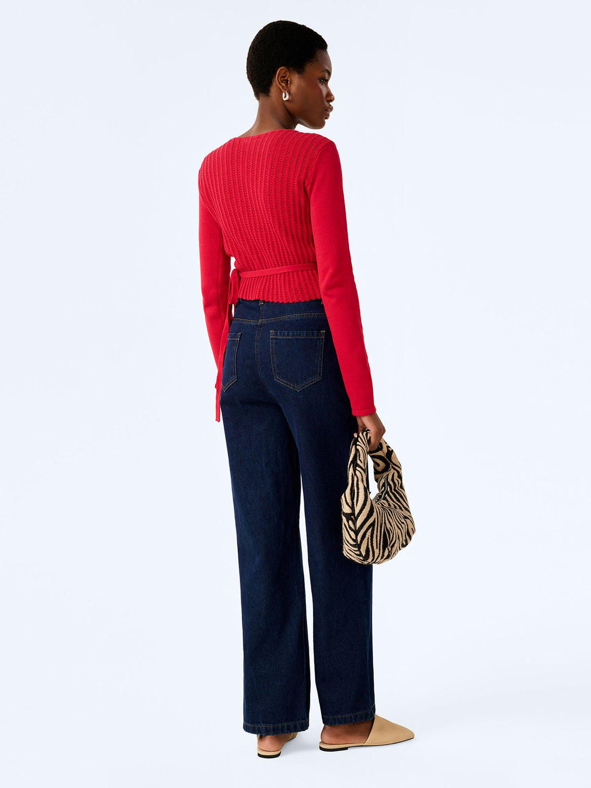 Soleil Knitted Wrap Top in Red
