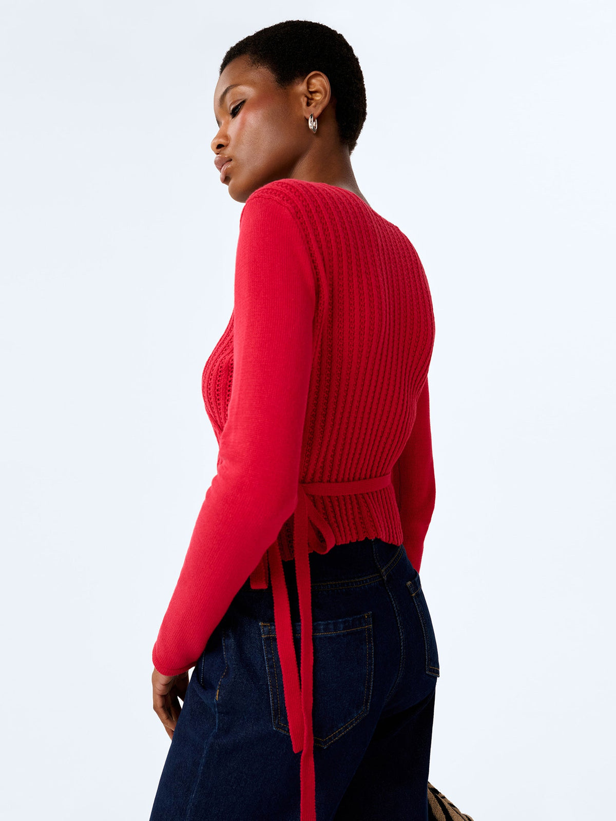 Soleil Knitted Wrap Top in Red