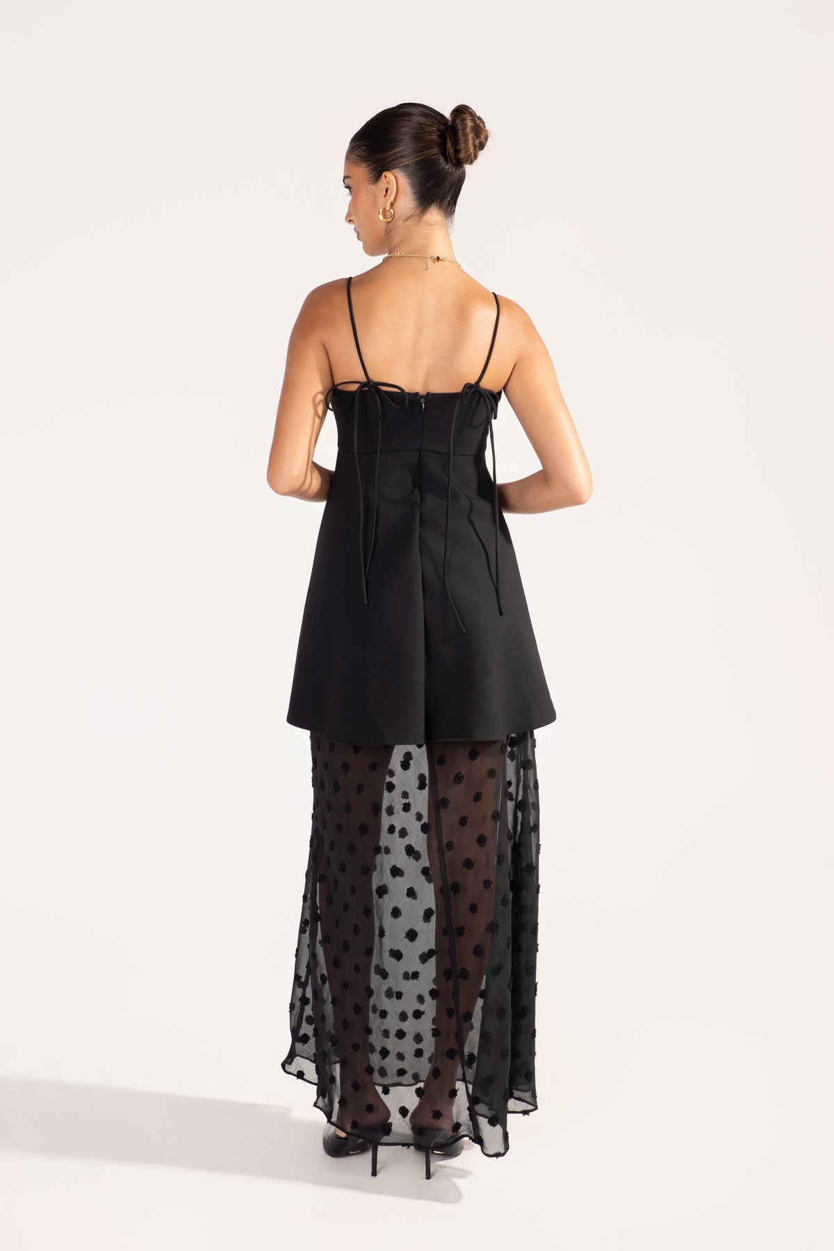 Vionette Black Camisole Top & Sheer Maxi Skirt