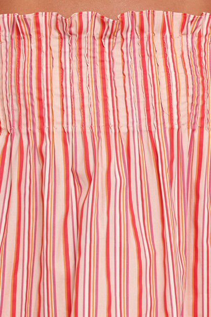 Carson Pleated Top - Peach Stripe