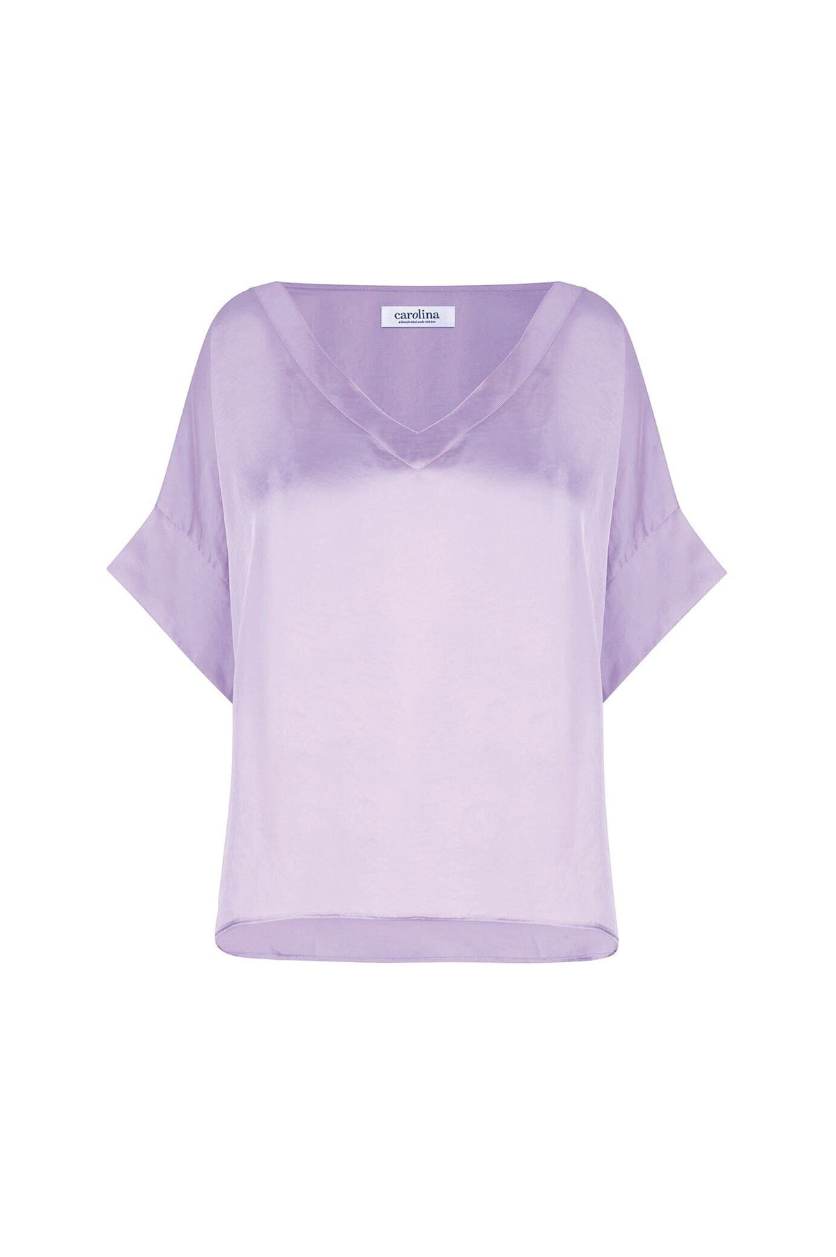 Bianca Short Sleeve Top Lavender with V Neck