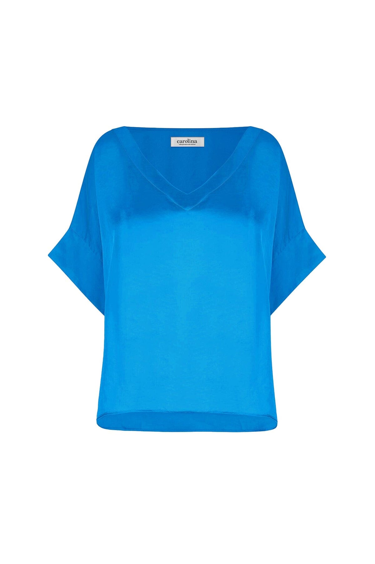 Bianca Short Sleeve Top Cobalt with V Neck