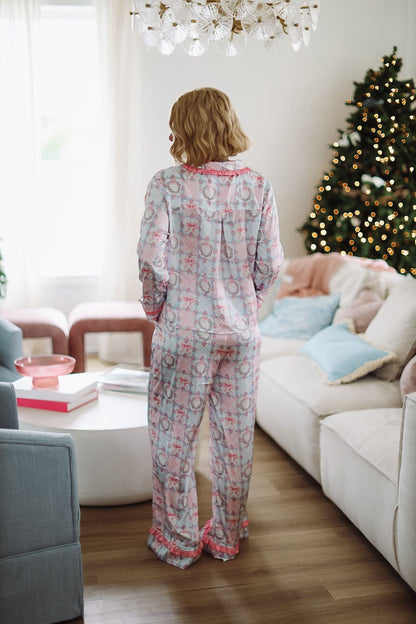 Fancy Me Pant and Top Pajama Set - Pink and Blue