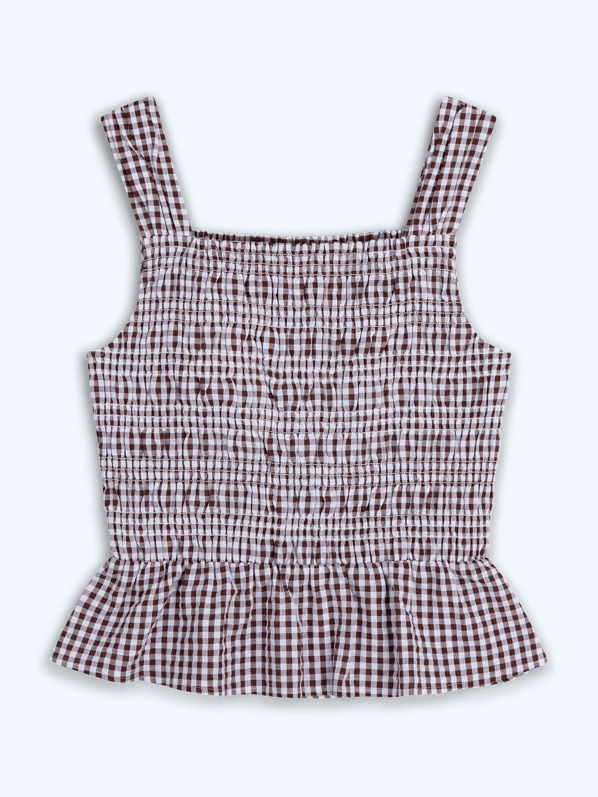 Rain Top in Chocolate/Cream Gingham