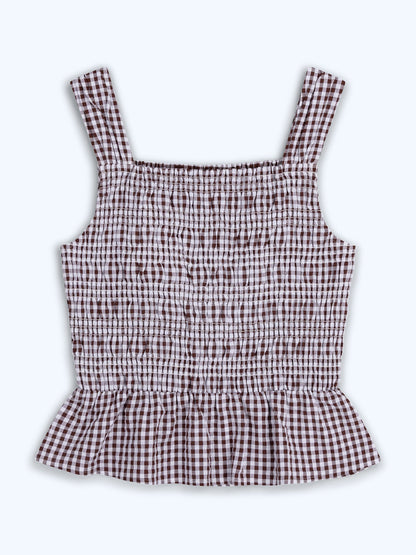 Rain Top in Chocolate/Cream Gingham