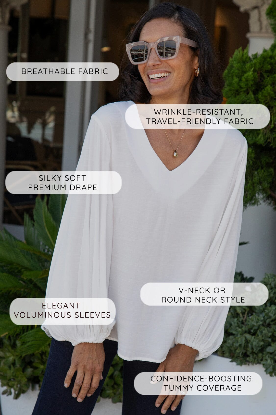 Sophia V-Neck Long Sleeve Top Caramel