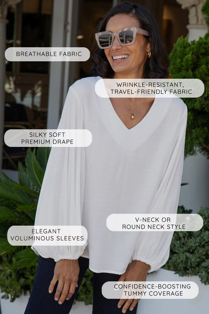 Sophia V-Neck Long Sleeve Top Caramel