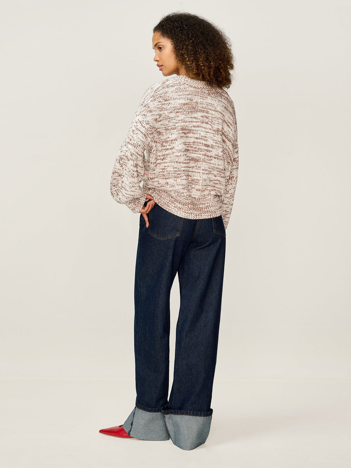 STUDIO OMNES Hopper Cardigan in Brown and Cream