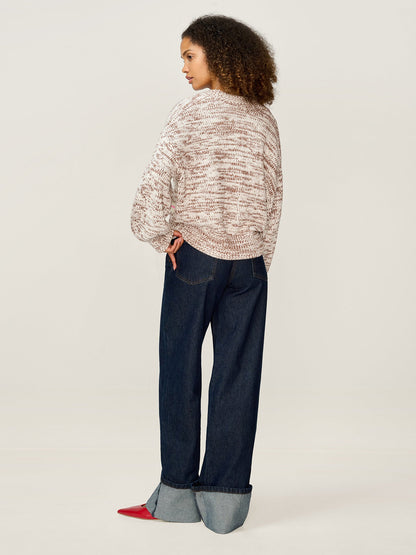 STUDIO OMNES Hopper Cardigan in Brown and Cream